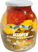 Ассорти из томатов, огурцов, патиссонов